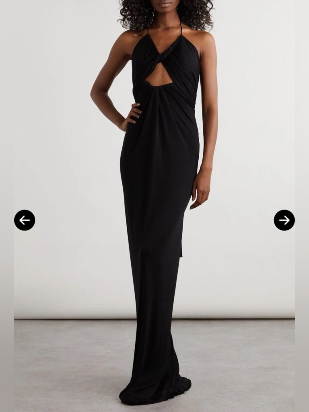 Saint Laurent Black Halter Twist Cutout Maxi Dress
